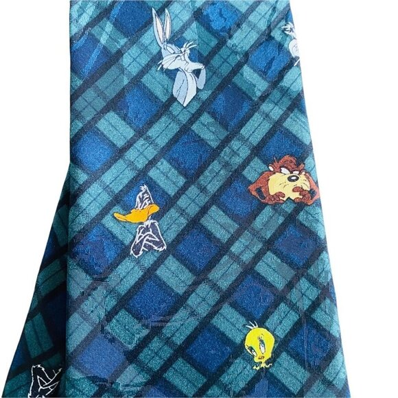 Vintage Looney Tunes Mania Necktie Bugs Bunny Tweety Silvester Taz Duffy - Picture 2 of 12